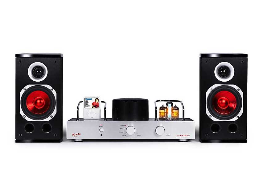 Fatman i-Tube Red-i, with speakers. Tubed ipod dock. additional  inputs, free U.S. shipping.