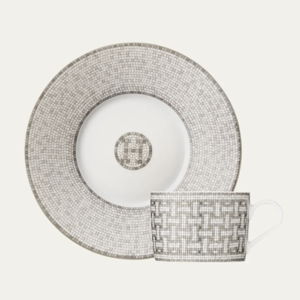Hermes Mosaique au 24 Platinum Tea Cup & Saucer