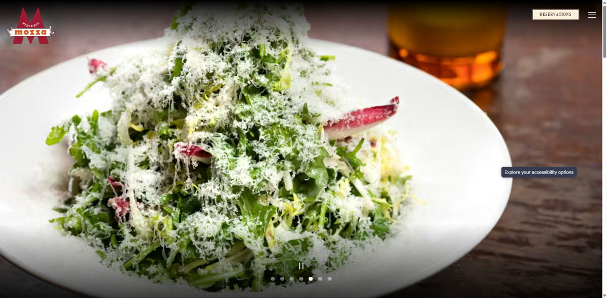 Screenshot of Pizzeria Mozza, from the pizza place websites collection.