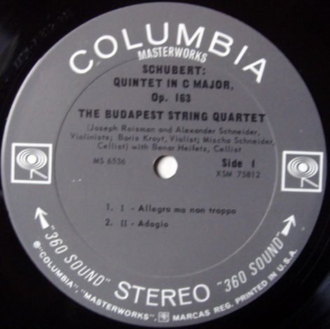 Columbia 2-EYE / BUDAPEST QT-HEIFETZ, - Schubert String...