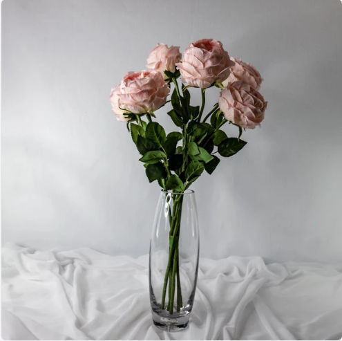 Pink David Austin Soft Touch Open Bloom Rose - Realistic Artificial Flowers - Image 2