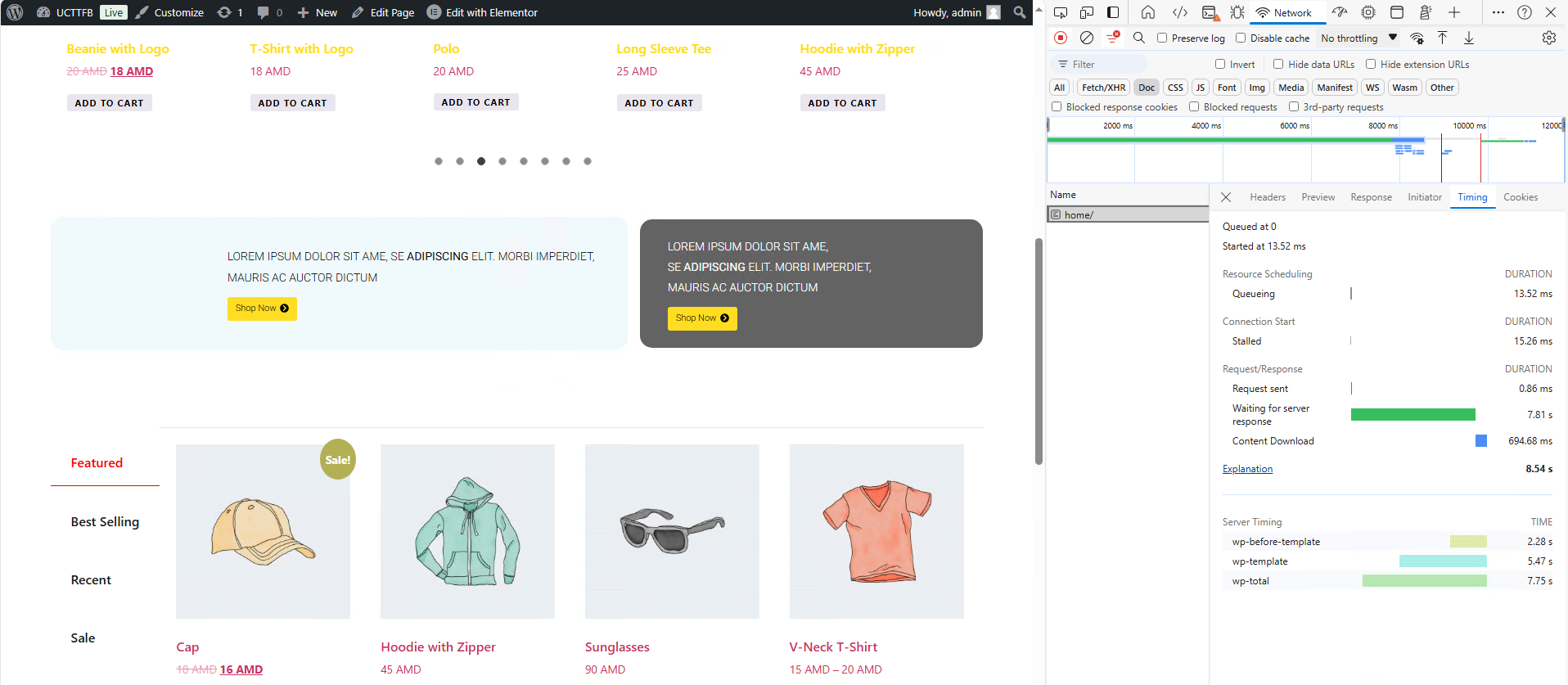 Woocommerce TTFB optimized