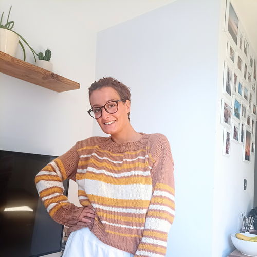 Suéter listrado em listras - padrão de tricô