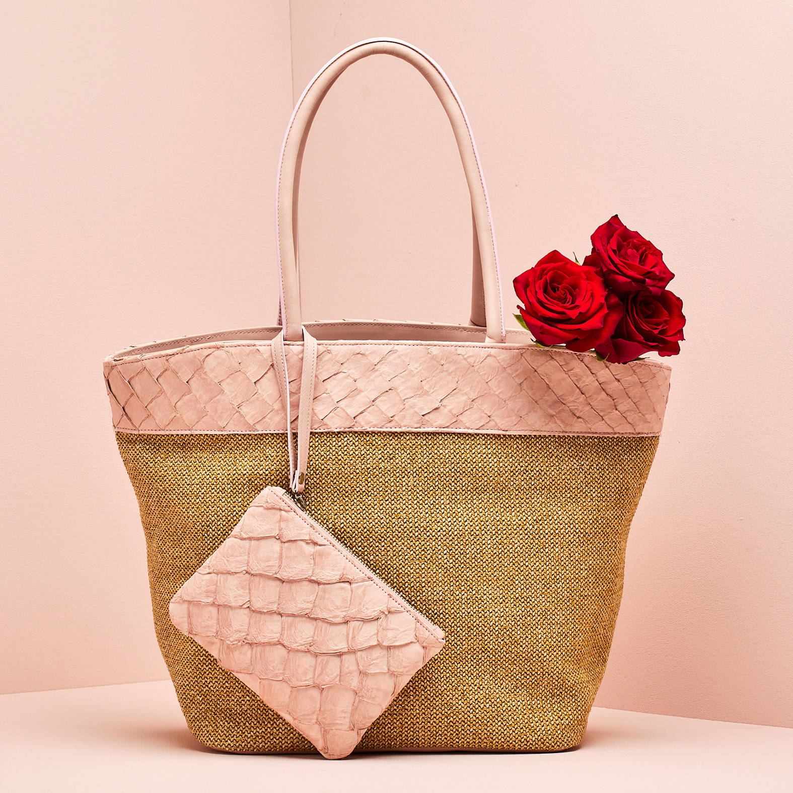 piper & skye  alligator braemar tote under a christmas tree with a branded shopping piepr