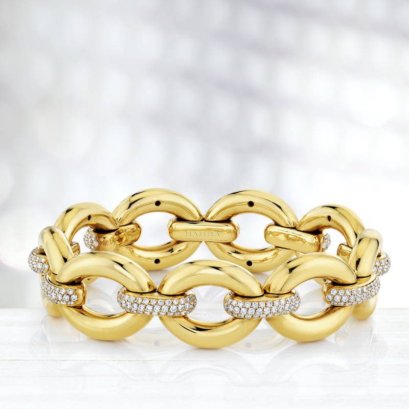 yellow gold bracelet with diamond accents