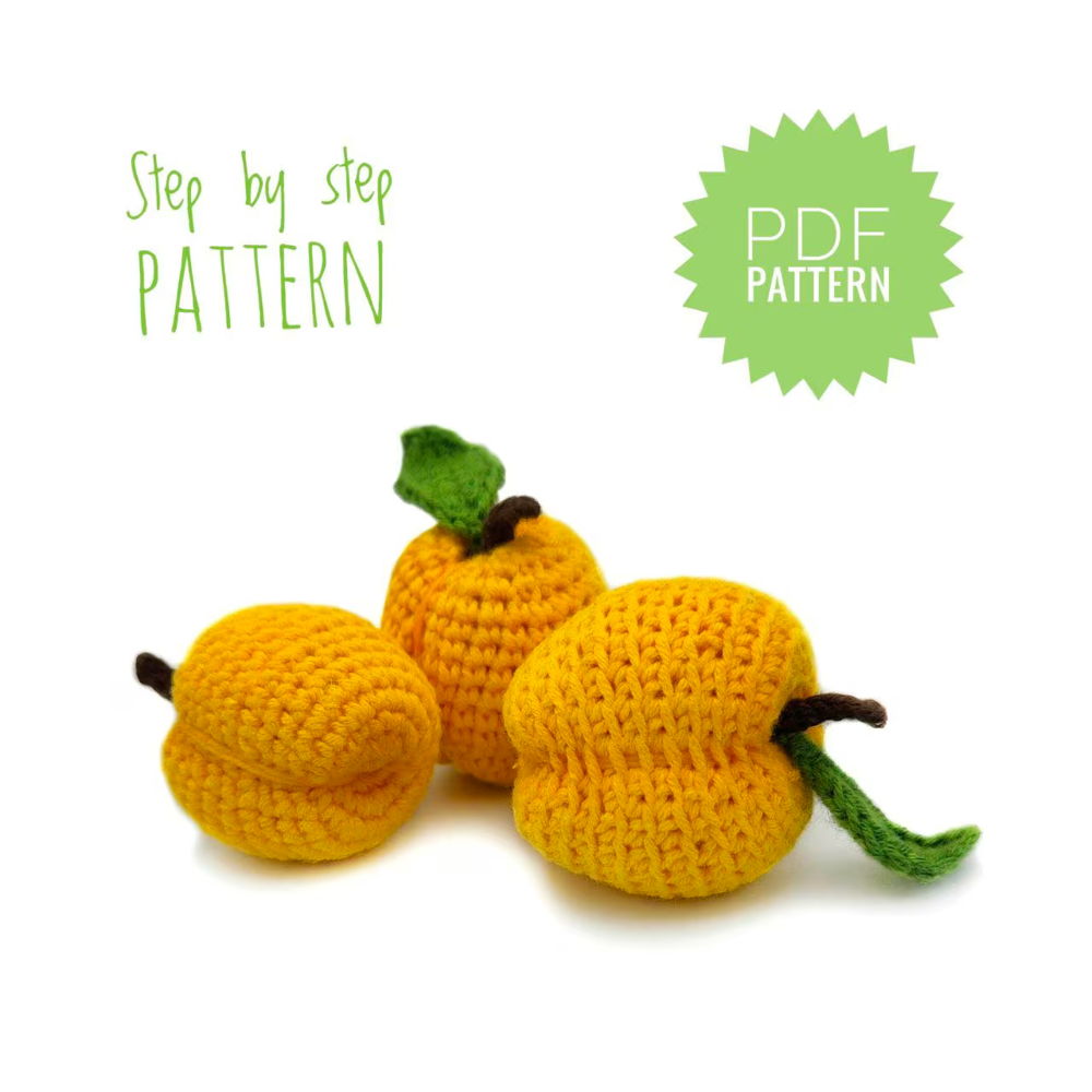 APRICOT Crochet Pattern PDF - Amigurumi Pattern Easy Crochet Pattern Crochet Keychain Crochet Food Fruit Pattern Crochet Amigurumi