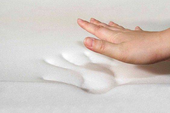 Hand print on emory foam Photo credit- The Sleep Judge
