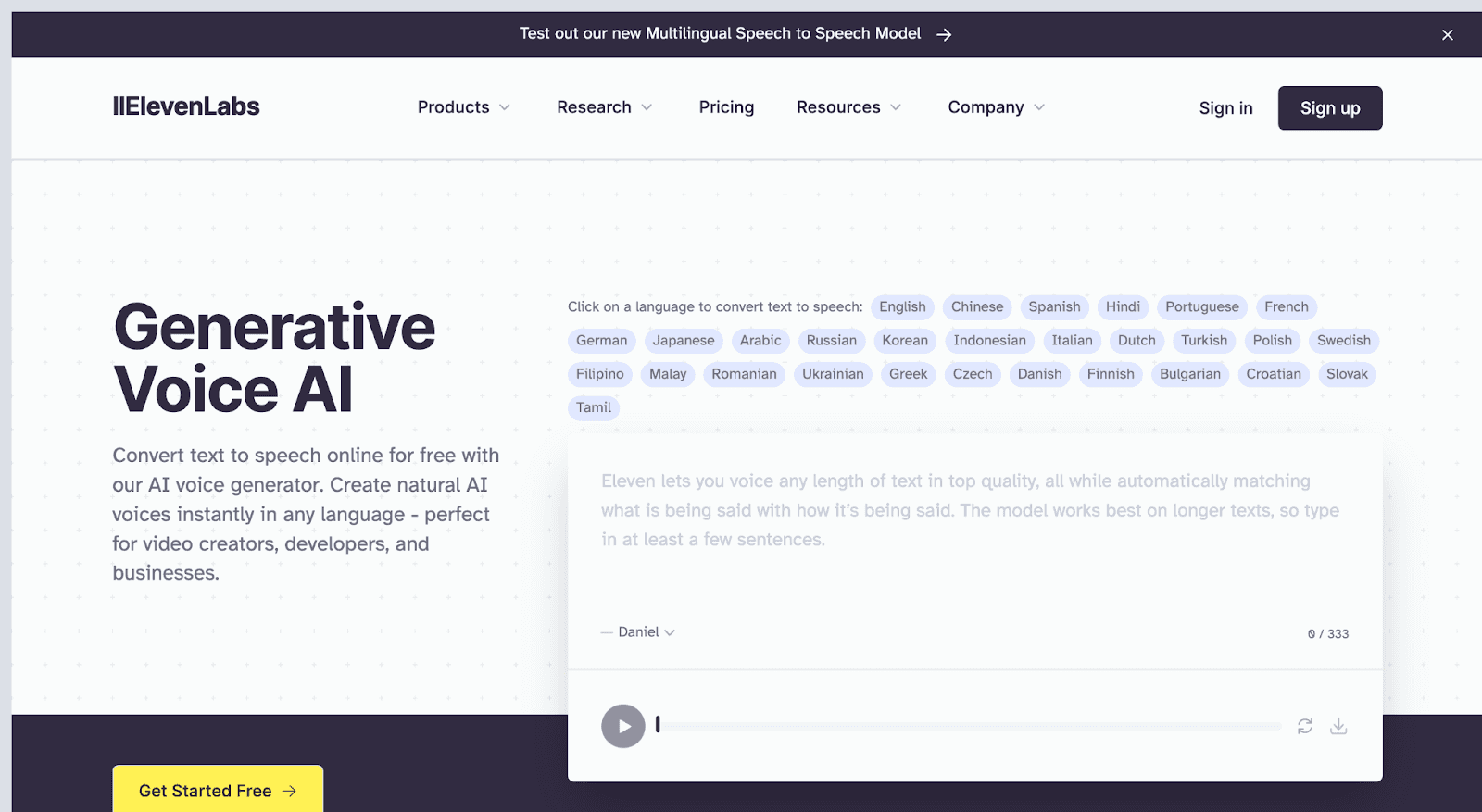 Twitter video tools: ElevenLabs