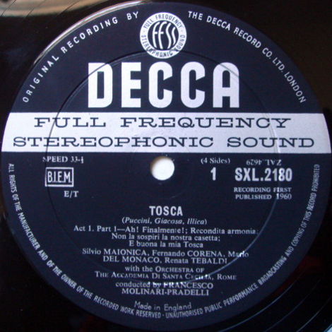 DECCA SXL-WB-ED1 / TEBALDI-DEL MONACO, - Puccini Tosca,...