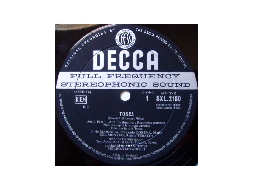 DECCA SXL-WB-ED1 / TEBALDI-DEL MONACO, - Puccini Tosca, EX, 2LP Set!