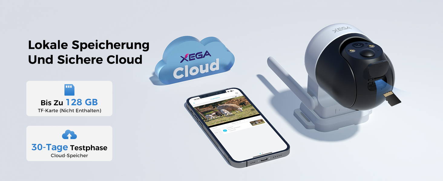 Flexible Speicherung: Sichern Sie Ihre Daten lokal mit bis zu 128 GB oder nutzen Sie unseren sicheren Cloud-Speicher mit 30-Tage-Testphase. Ihre Wahl, Ihre Sicherheit!