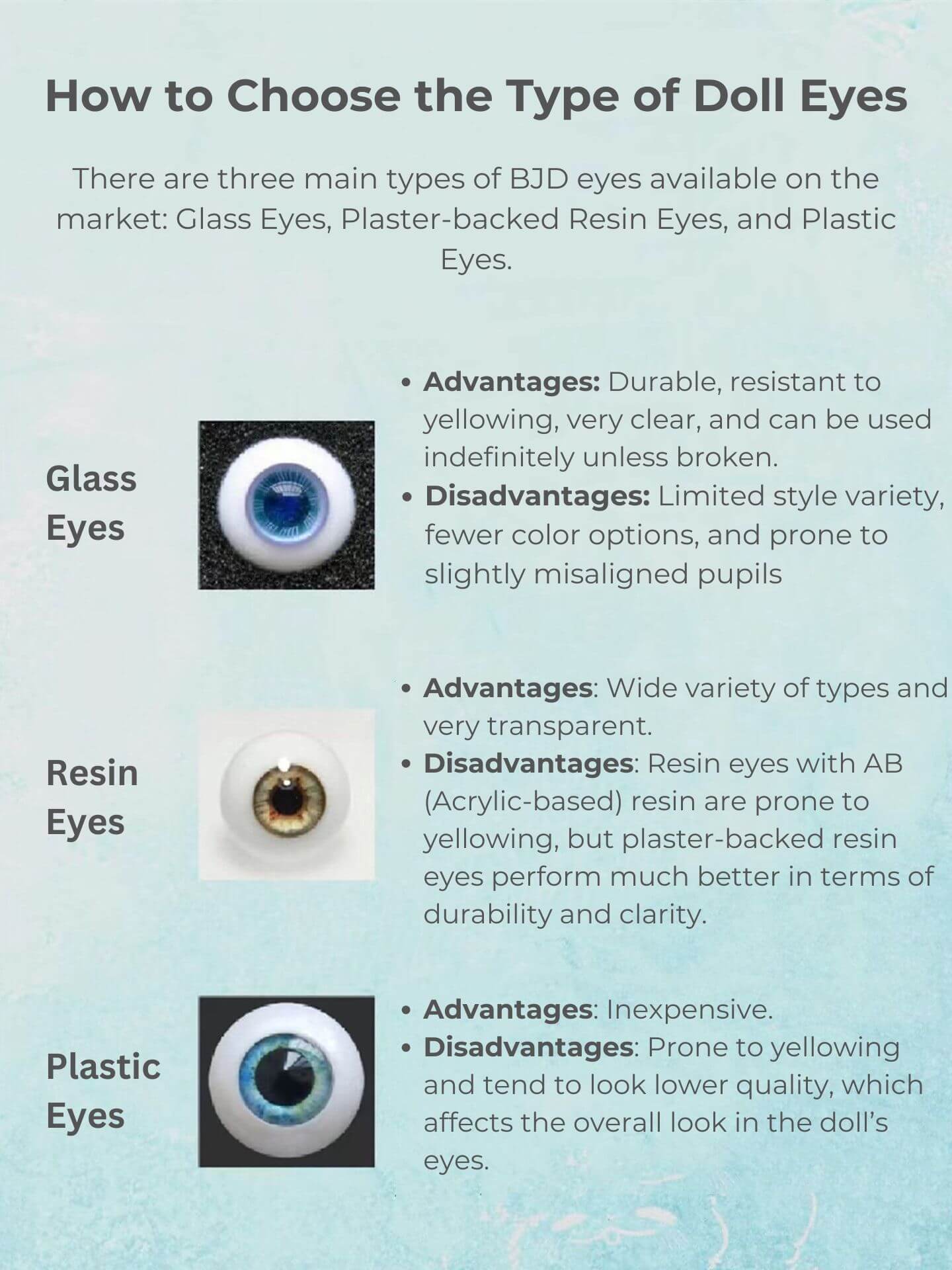 how to choose the type of bjd eyes