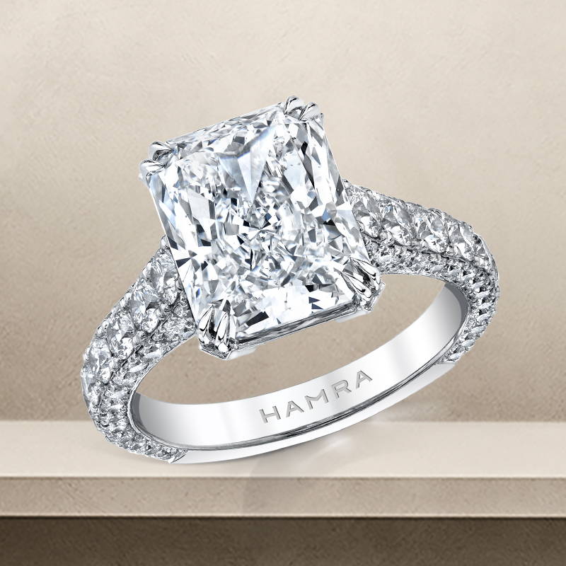 Radiant cut diamond ring