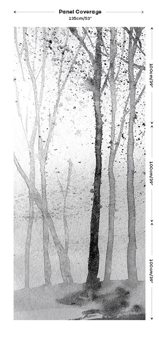 black & white forest curtain fabric hero image