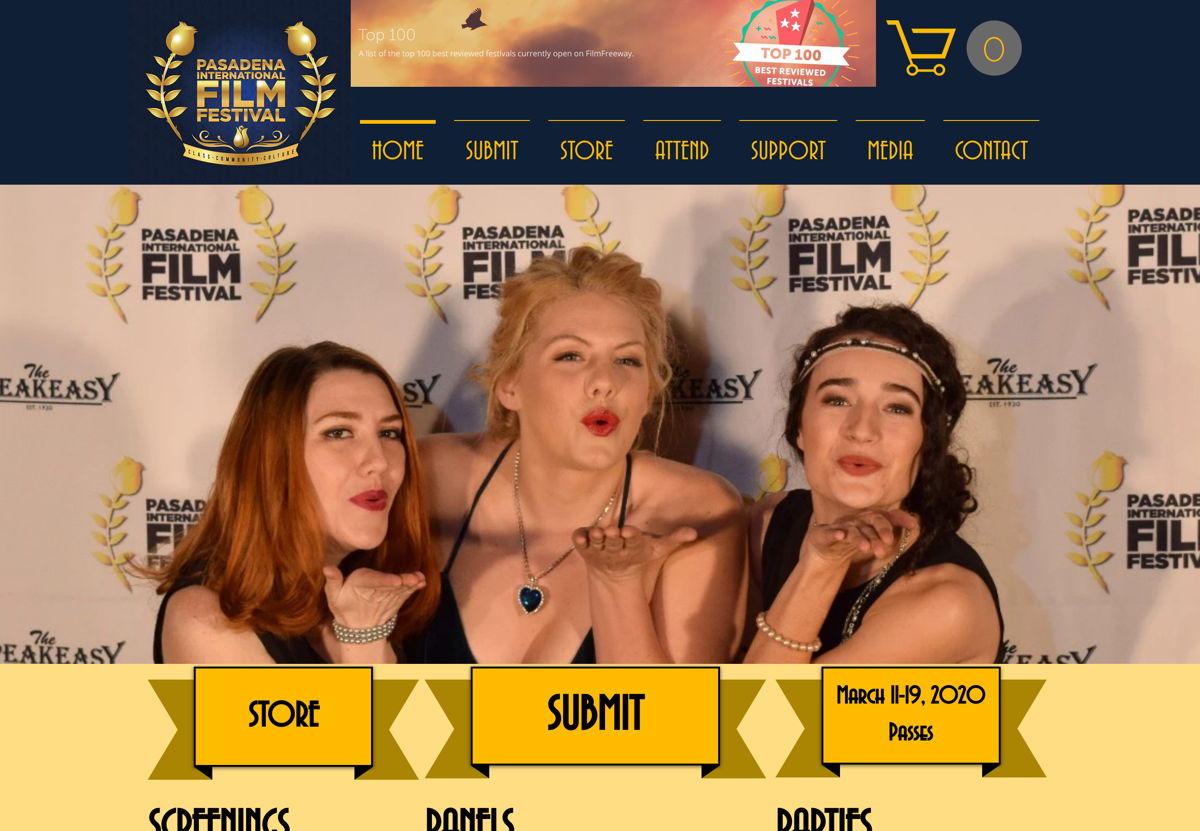 Screenshot of Pasadena International Film Festival, from the event websites collection.