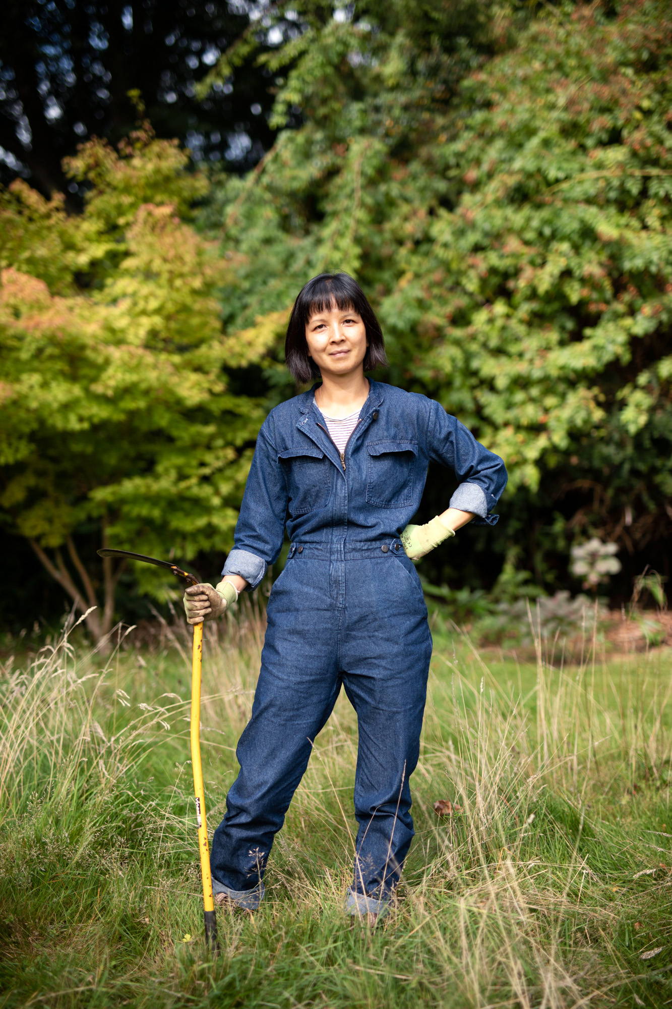 Xanthe Gladstone in a Wood & Meadow Gardener Jacket