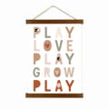 Play Love Play Grow Play Scandinavian Style Canvas and Wood Wall Hanging