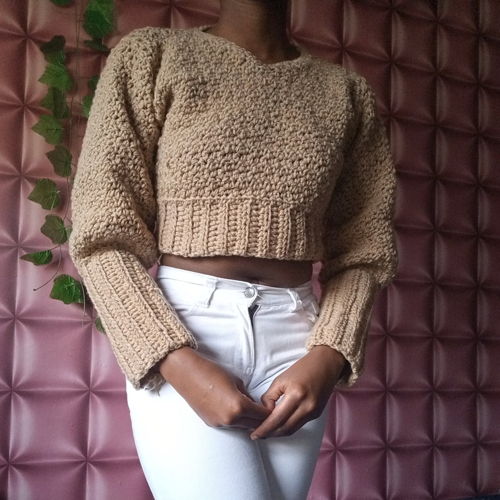 Casual Sweater|Cropped Crochet Sweater