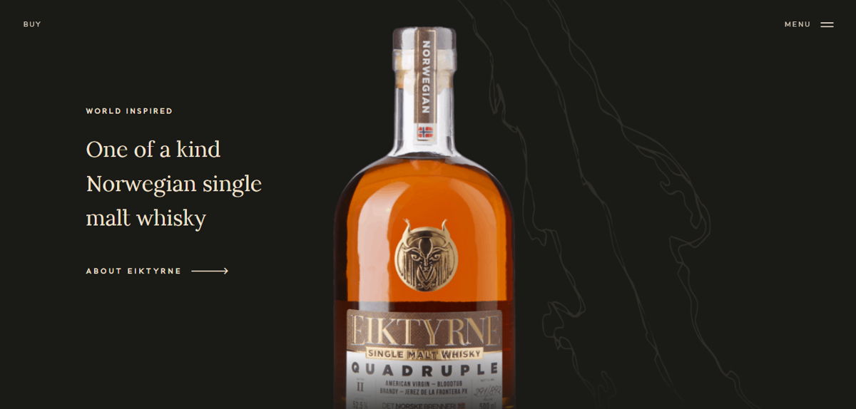 Screenshot of Eiktyrne, from the simple & minimal websites collection.