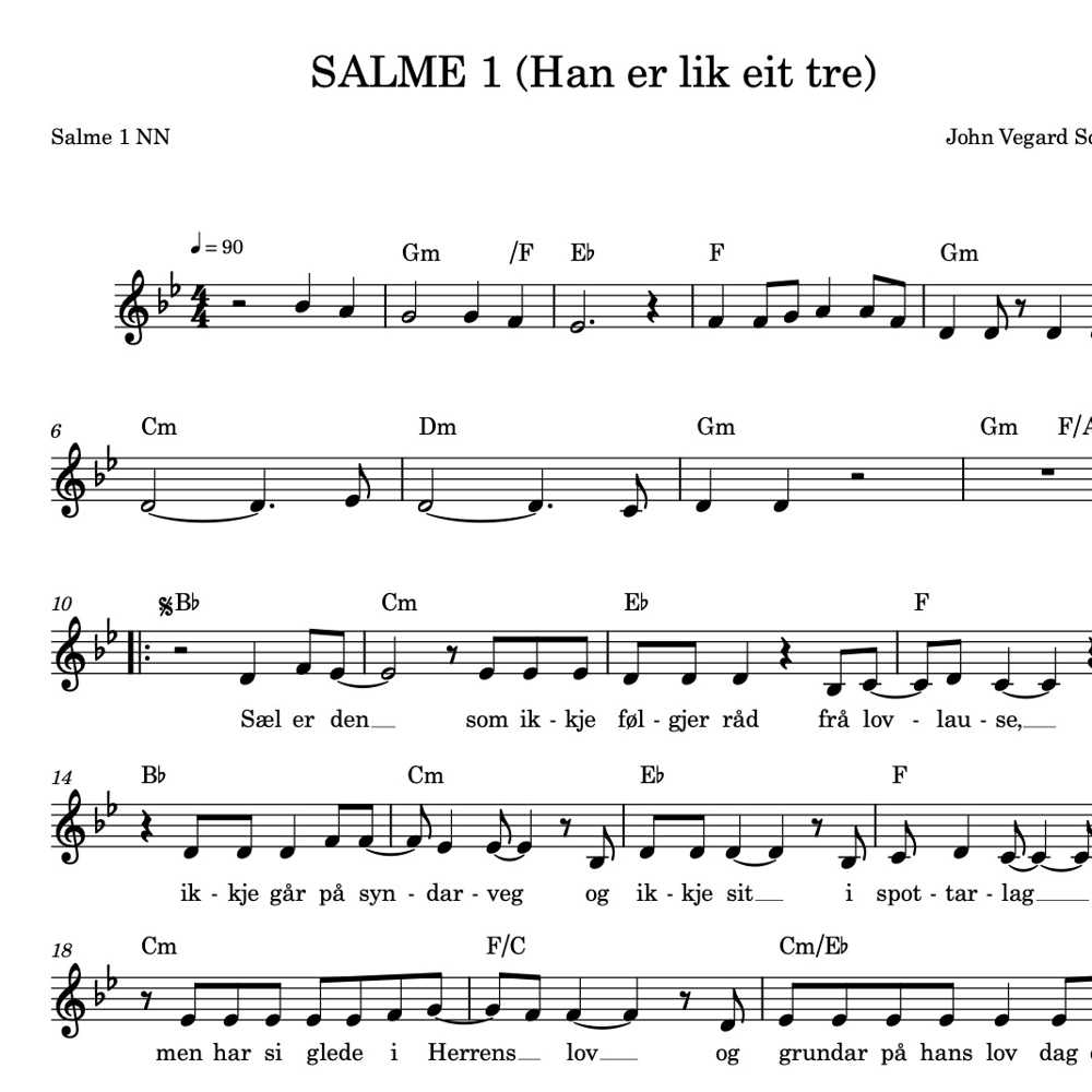 Note - Salme 1 - Lik Eit Tre