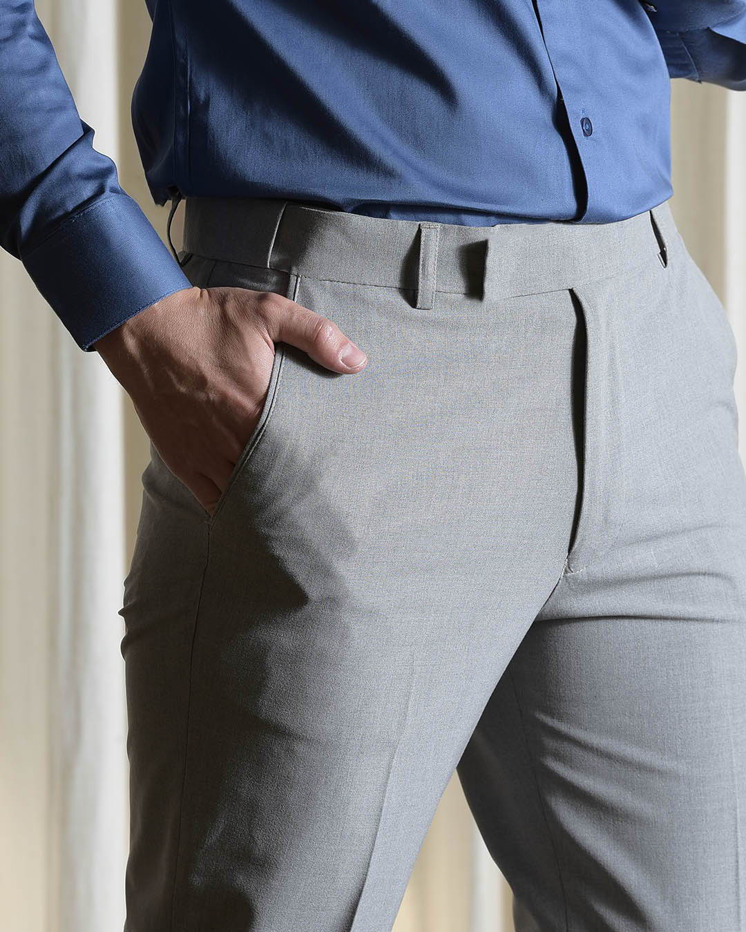 Dress Pants Men British High Waist Straight Formal Pants Men Casual Long  Trouser | eBay