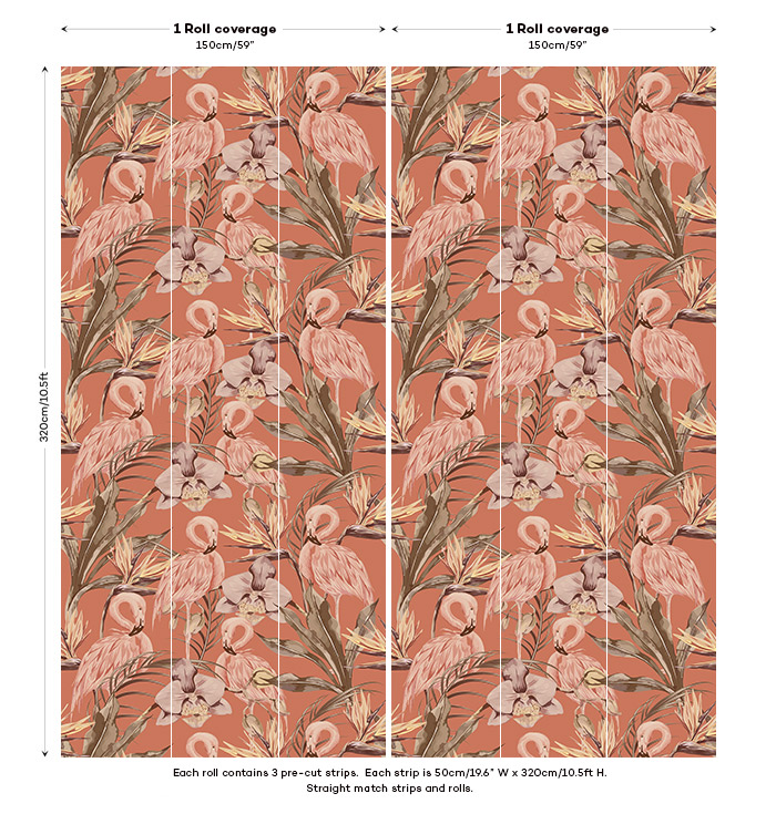 Orange Tropical Flamingo Wallpaper panel image