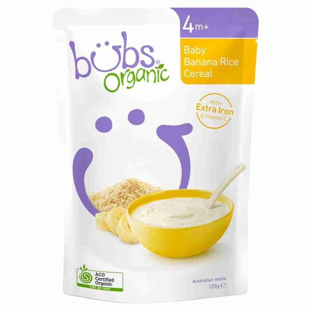 Bubs Organic Baby Banana Rice Cereal 4 Months+ 125G