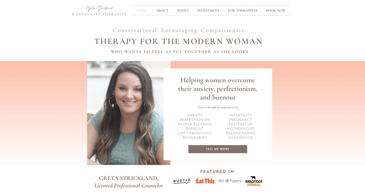Screenshot of State of Mind KC, from the therapist websites collection.