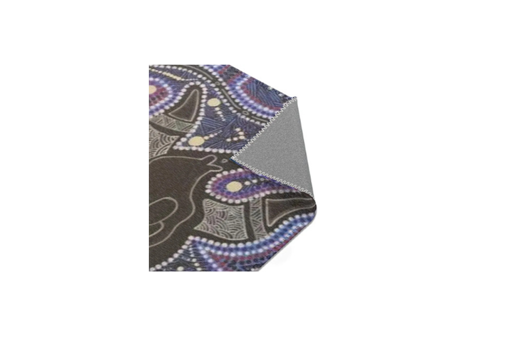Bohemian Polyester Area Rug with Cosmic Kangaroo Design