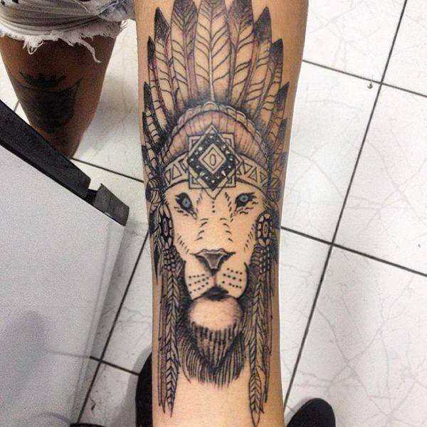 Tatouage Lion Indien