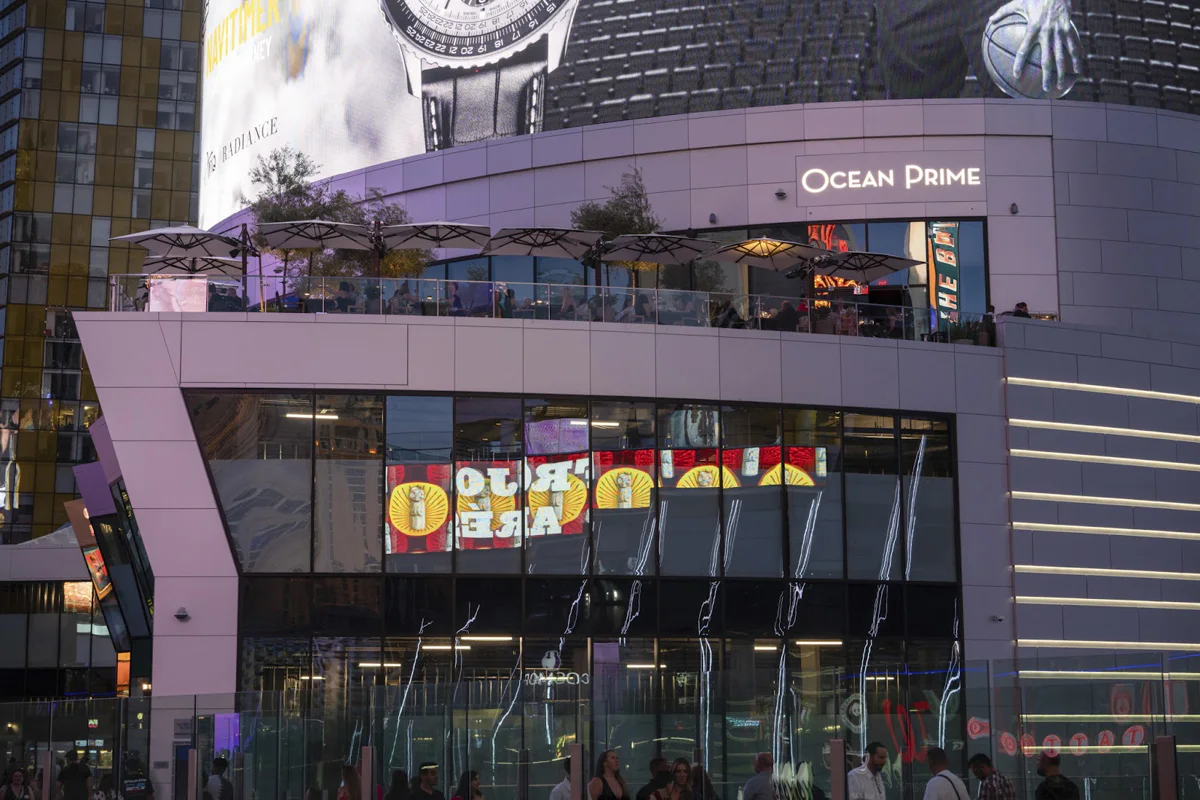 Ocean Prime rooftop terrace above the center Las Vegas Strip