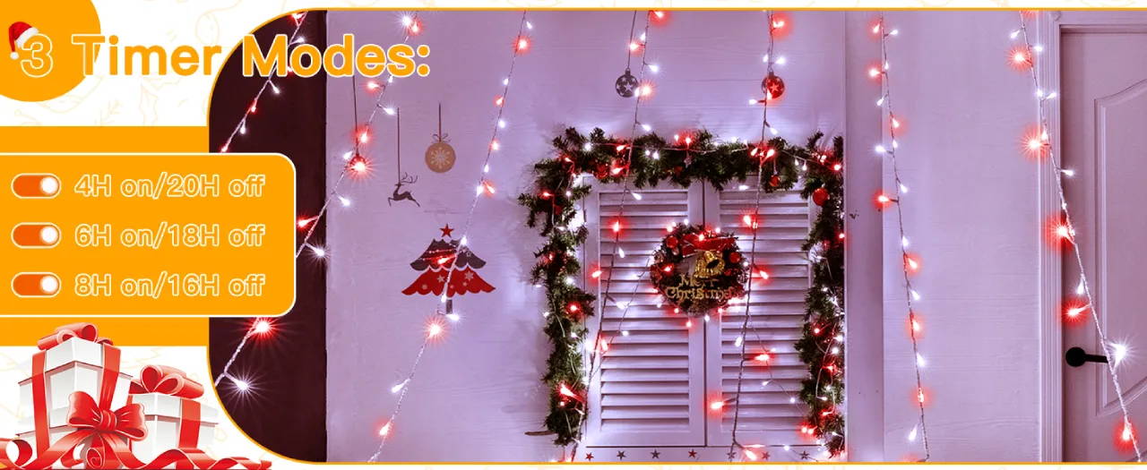 Features of Ollny's 400 leds clear cable multicolor Christmas lights