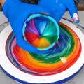RAINBOW Funnel Swirl Acrylic Pouring by Olga Soby