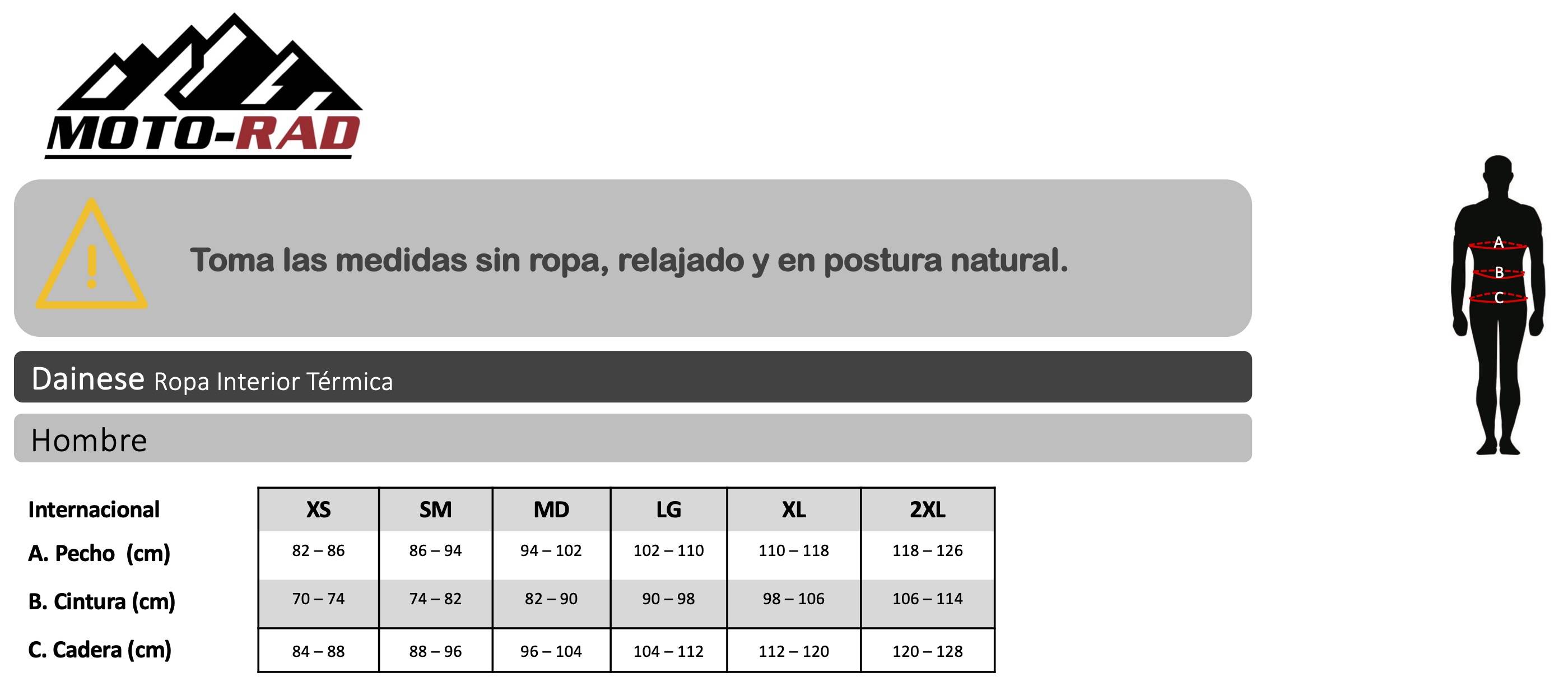 Guia de Tallas Ropa Térmica Dainese