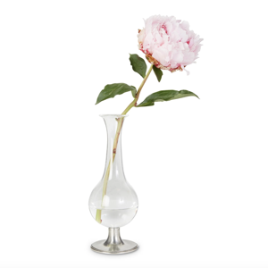 Pewter Footed Glass Vase