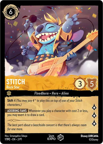 Stitch card from Disney's Lorcana Trading Card Game.