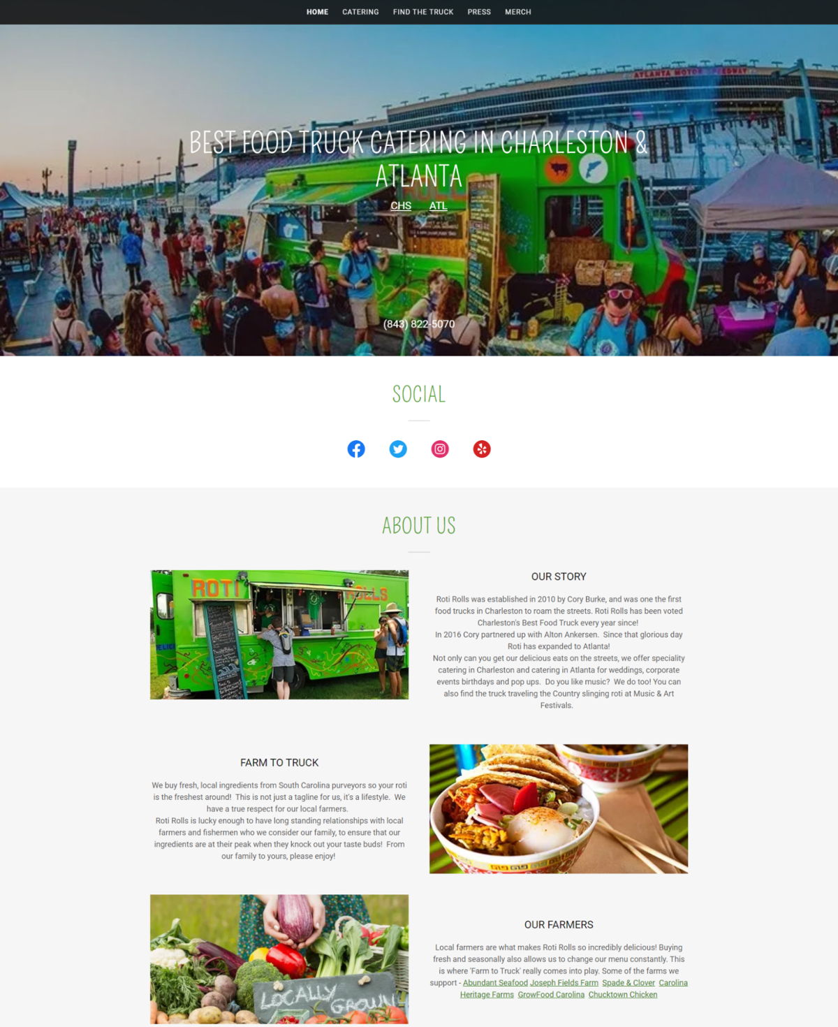 Screenshot of Roti Rolls, from the food truck websites collection.