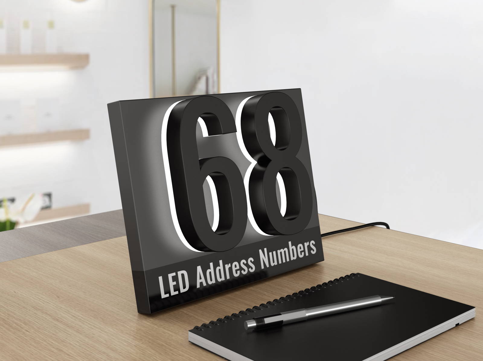 Modern Lights illuminated address numbers display