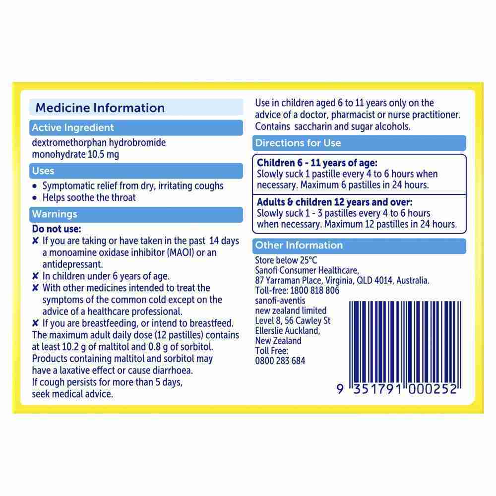 Bisolvon Dry Cough Pastilles 20 Pastilles ARTG 191459 - Image 3