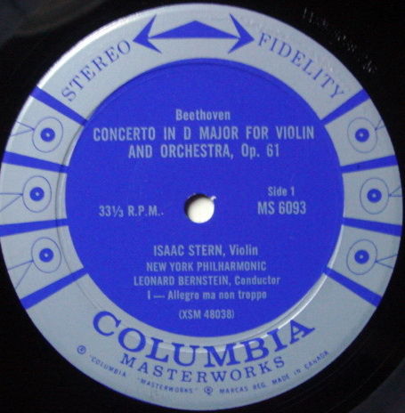 Columbia 6-EYE / STERN, - Beethoven Violin Concerto, NM!