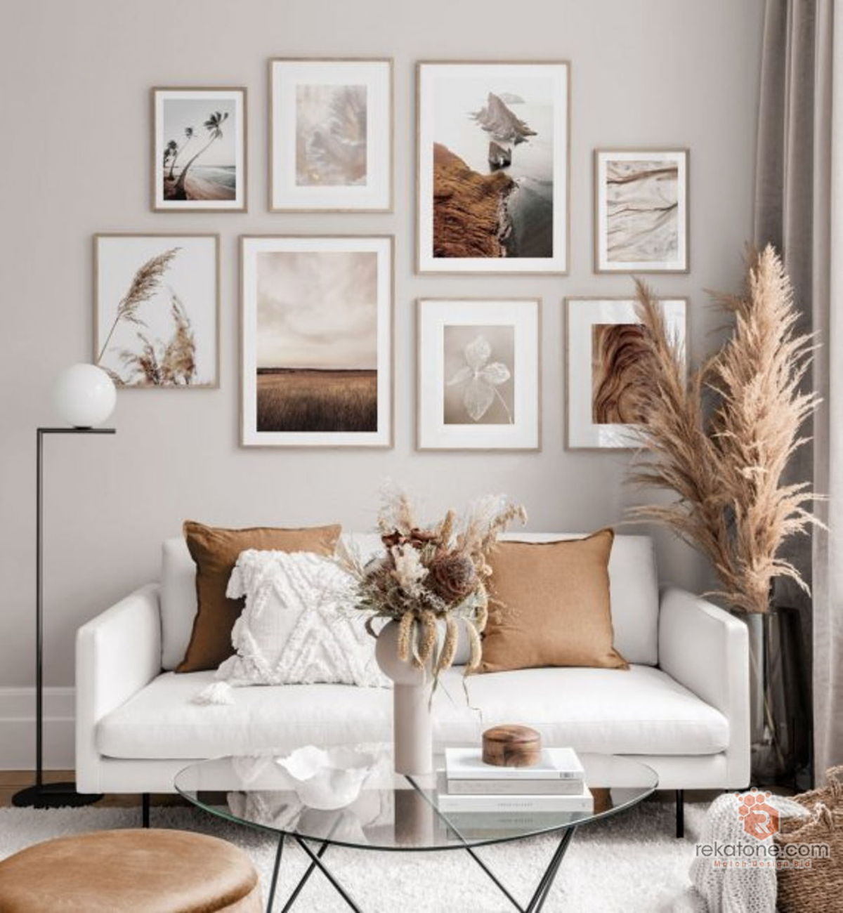 Modern luxurious interior design with gallery wall decor