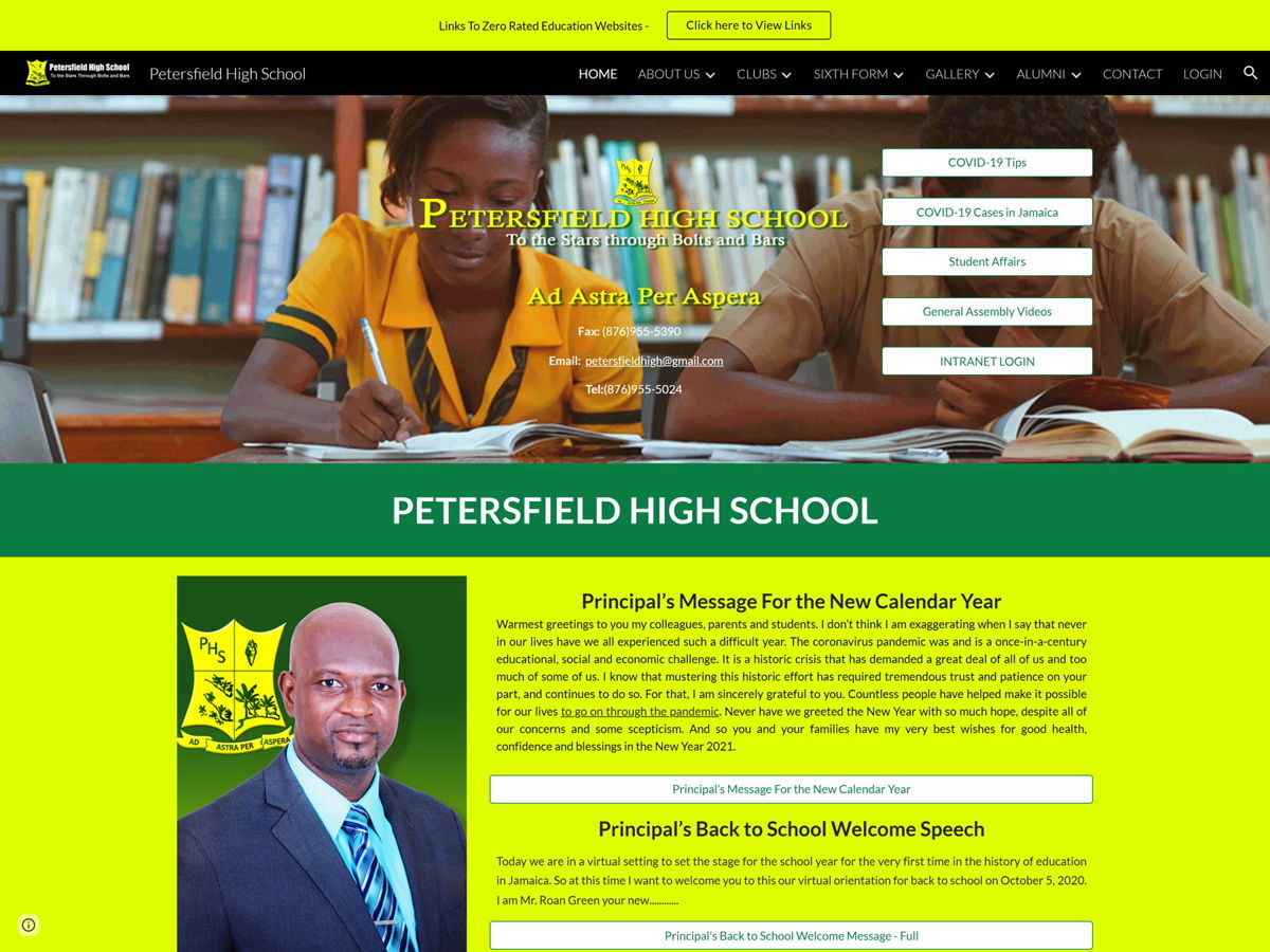 Screenshot of Peters Field High, from the yellow websites collection.