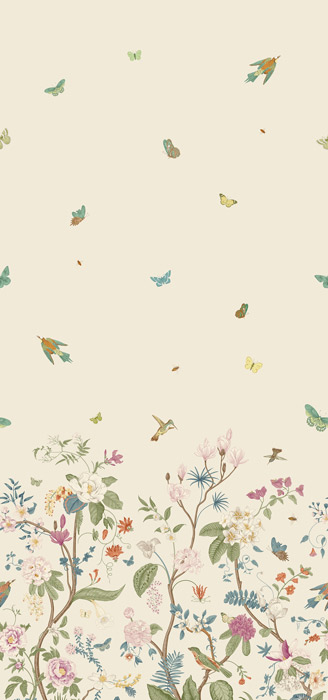 cream butterfly floral wallpaper pattern image