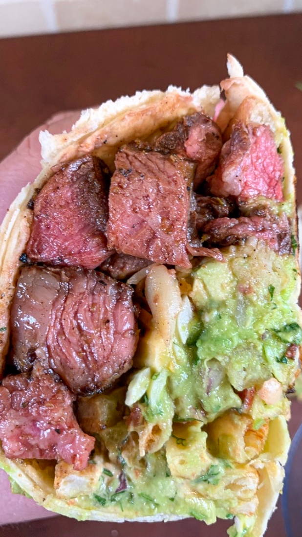 California Burrito made with Certified ONYA beef ribeye steak from BetterFed Beef