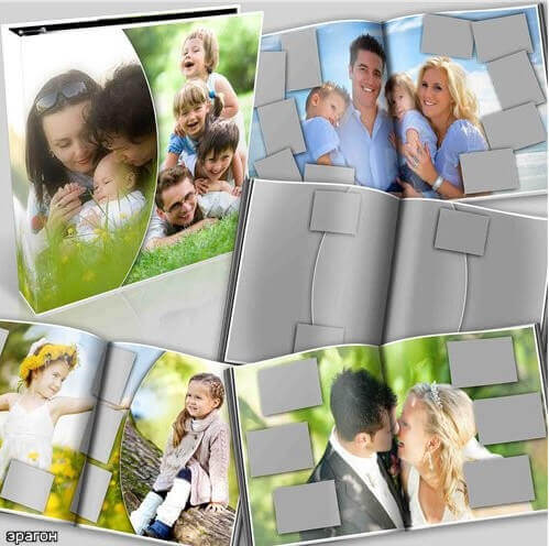 Скачать универсальную фотокнигу для Фотошоп в PSD формате