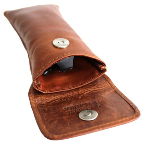 Glasses Case with Genuine Leather and Padding. Colours: Black, brown and red. Style: 11036 Hide & Chic