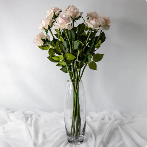 Light Pink Real Touch Open Bloom Rose - Realistic Artificial Flowers - Image 2