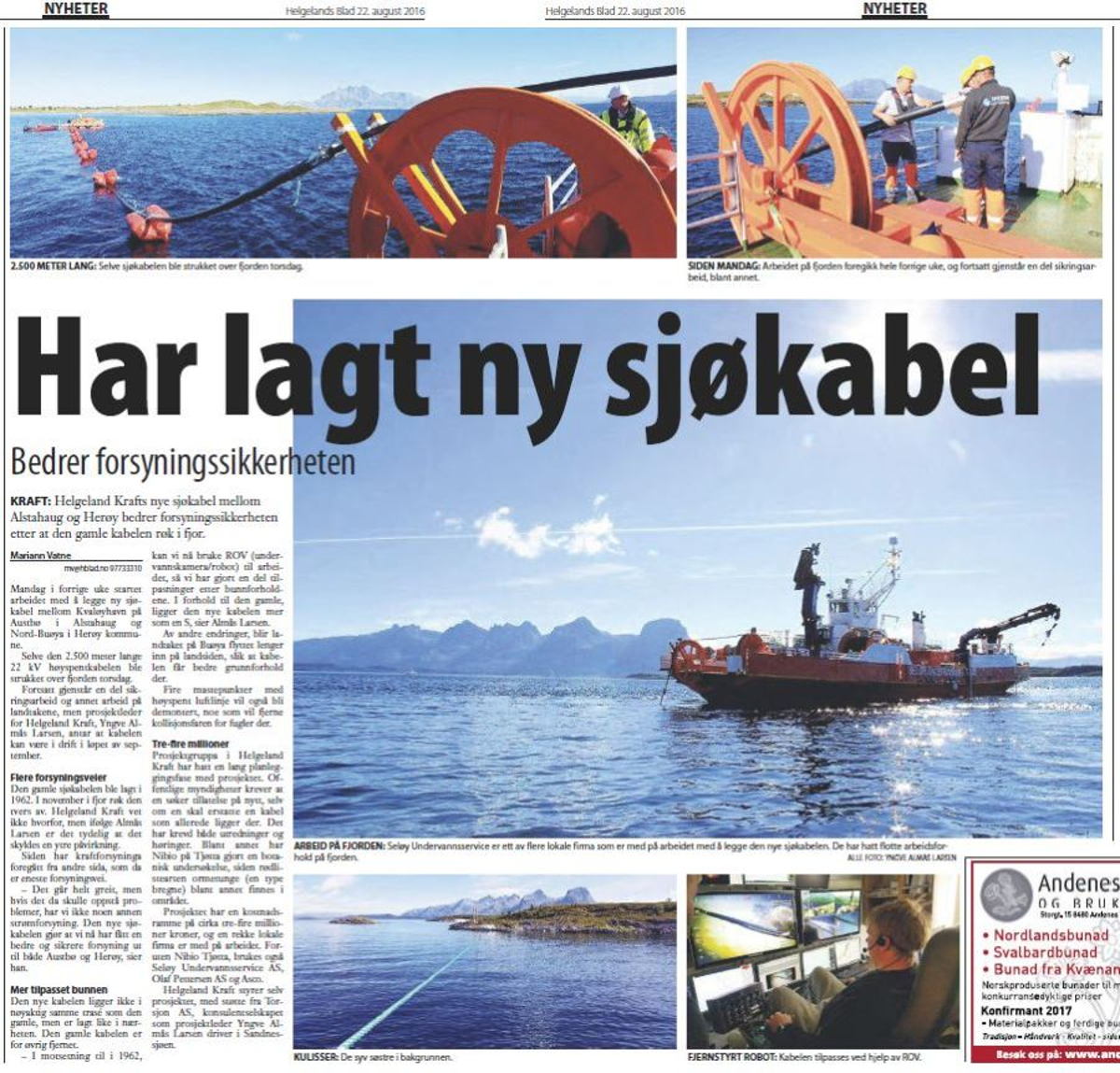 Har lagt ny sjøkabel