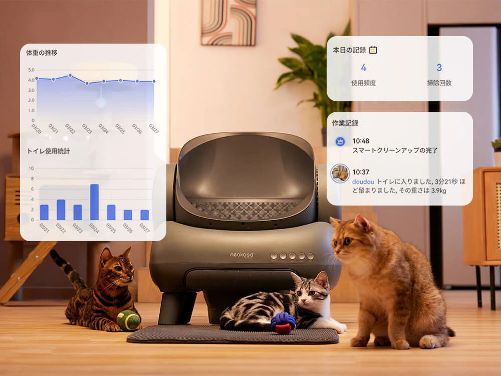 猫ちゃんの健康管理にも役立つ専用アプリ対応