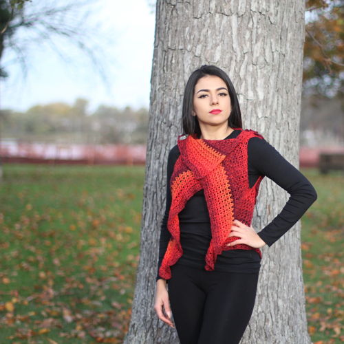 Embossed Crochet Boho Vest